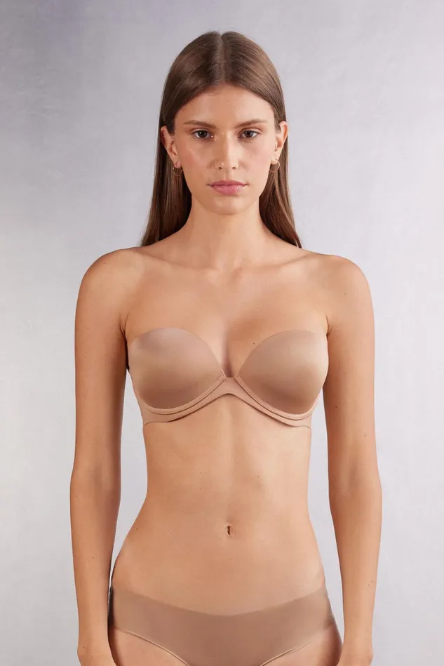 Intimissimi Strapless Bandeau Women Anna Bandeau Bra In Ultralight Microfiber Natural 417i 8211 Marrone Cappuccino