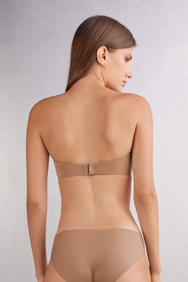 Intimissimi Strapless Bandeau Women Anna Bandeau Bra In Ultralight Microfiber Natural 417i 8211 Marrone Cappuccino