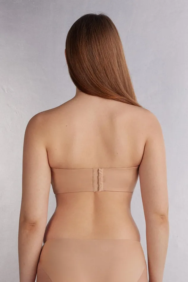 Intimissimi Strapless Bandeau Women Diletta Bandeau Balconette Bra In Ultralight Microfiber Natural 044 8211 Honey Soft Beige