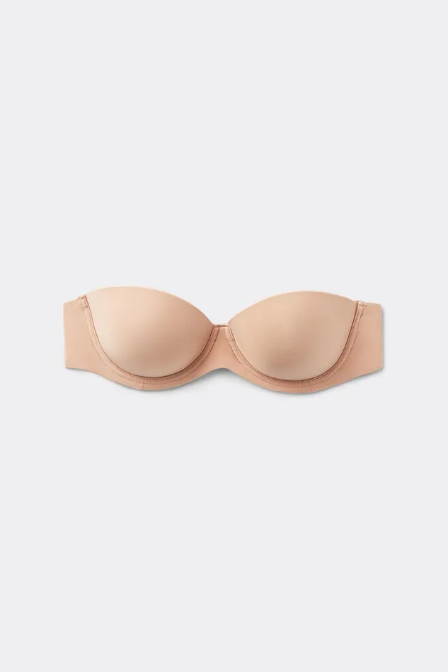 Intimissimi Strapless Bandeau Women Giada Microfiber Bandeau Bra Natural 044 8211 Honey Soft Beige