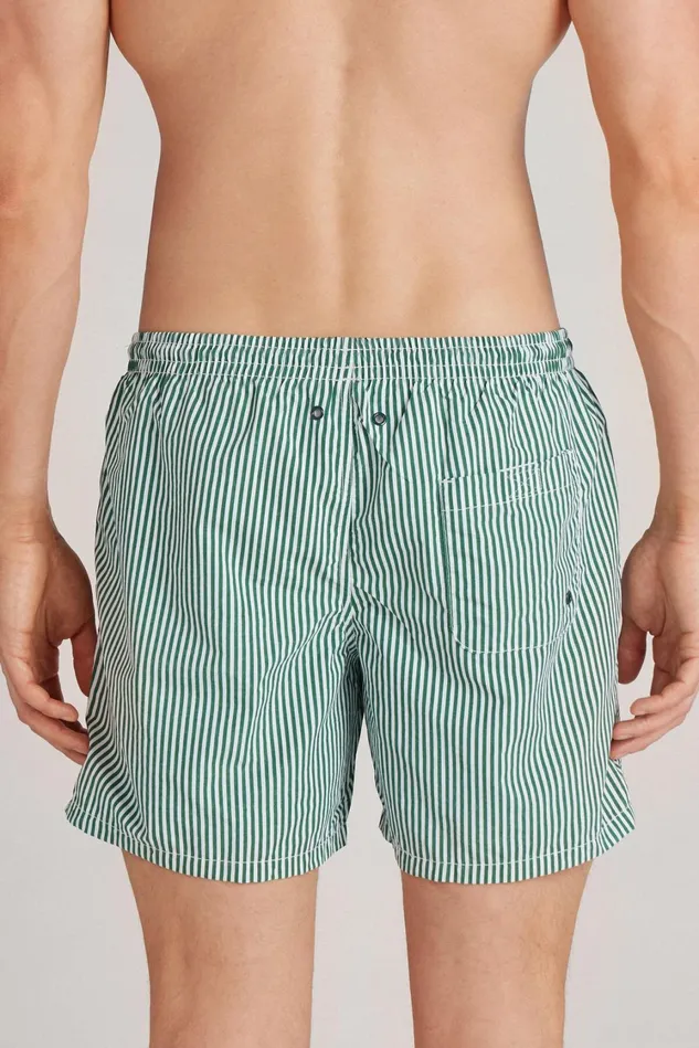 Intimissimi Swim Trunks Men Green Stripe Print Swim Trunks Green 630j 8211 Stampa Riga Bianco Verde Scuro