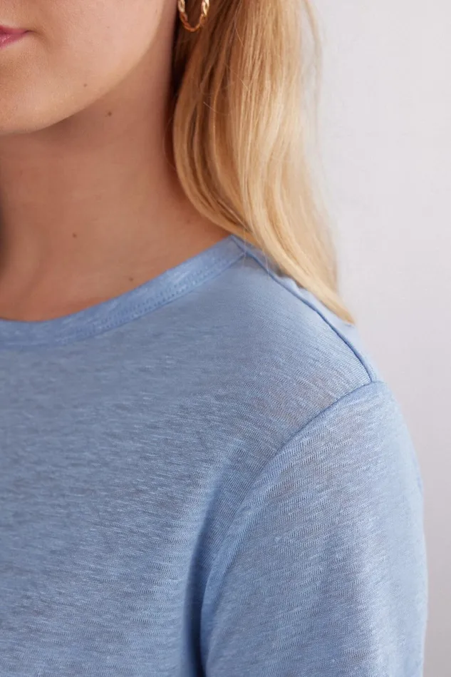 Intimissimi TShirt Women Short Sleeve Linen Top Light Blue 550j 8211 Dreamy Blue