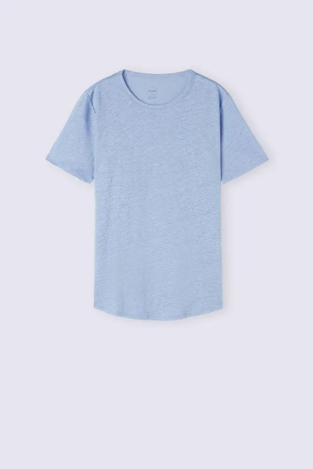 Intimissimi TShirt Women Short Sleeve Linen Top Light Blue 550j 8211 Dreamy Blue