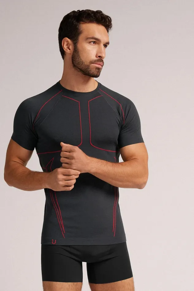 Intimissimi TShirts Polos Men Short Sleeve Technical Sport Top Grey 4712 8211 Dark Grey