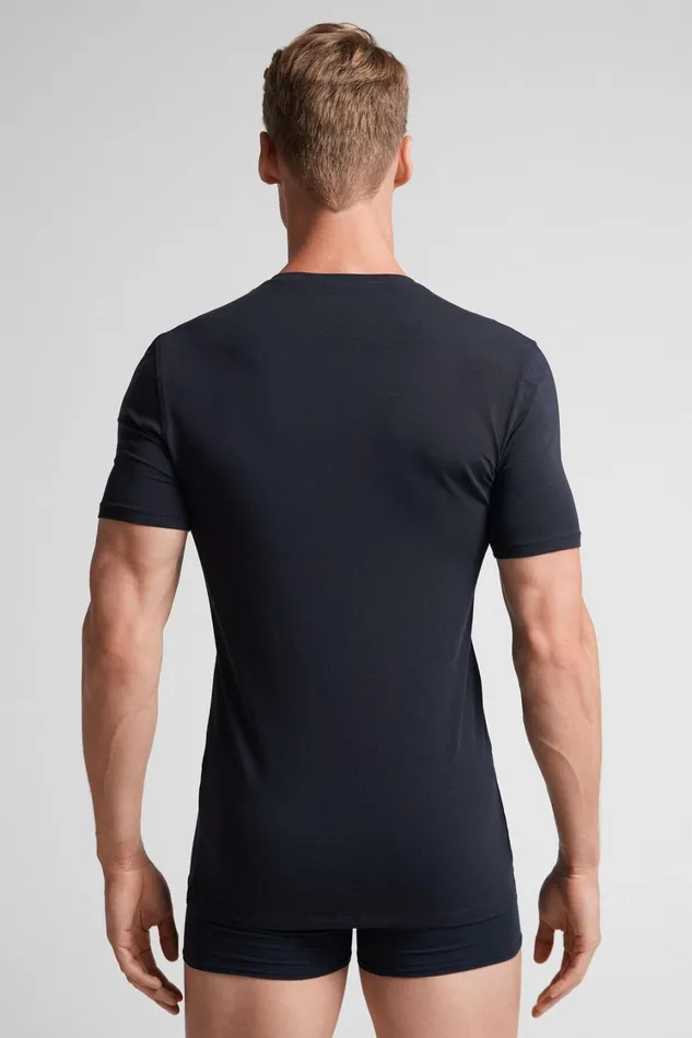 Intimissimi TShirts Polos Men Stretch Superior Cotton VNeck TShirt Blue 800 8211 Blu Notte