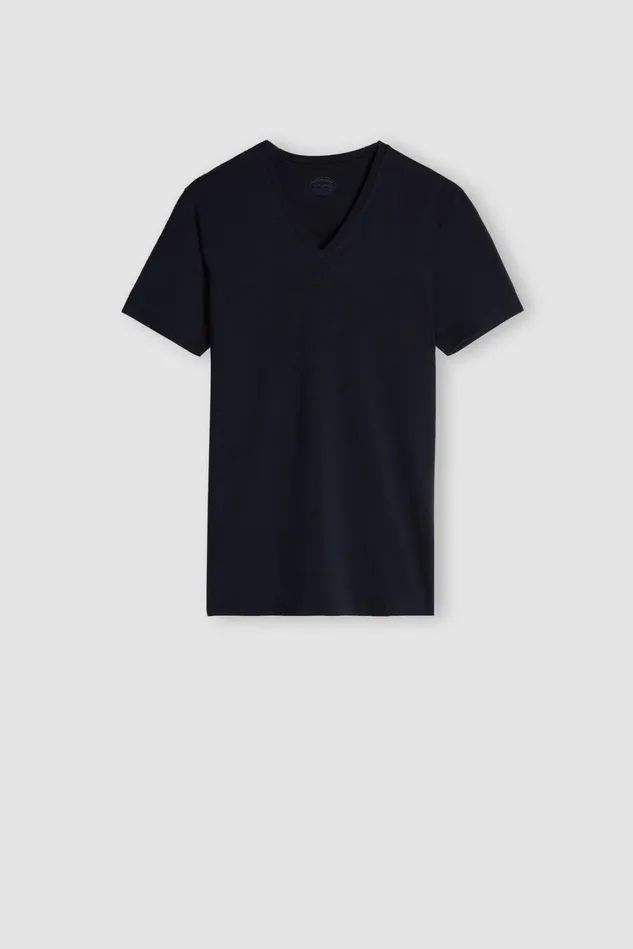 Intimissimi TShirts Polos Men Stretch Superior Cotton VNeck TShirt Blue 800 8211 Blu Notte