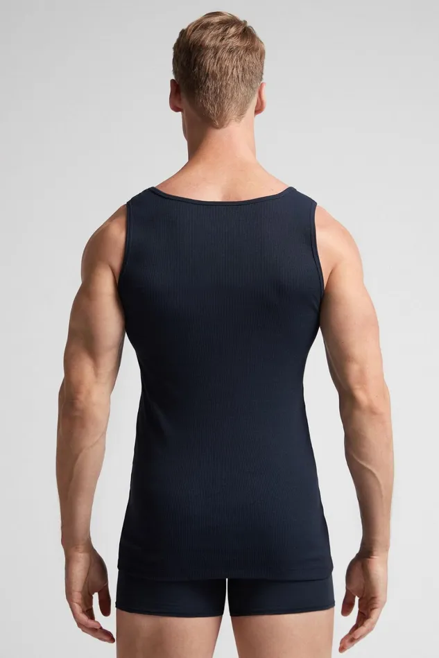 Intimissimi Tank Tops Undershirts Men Superior Cotton Ribbed Tank Top Blue 800 8211 Blu Notte