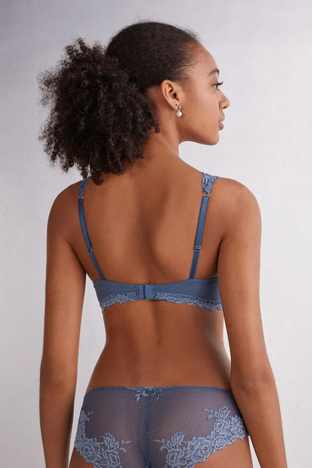 Intimissimi Underwire Women Pretty Flowers Elena Balconette Bra Blue 658j 8211 Lapis Blue