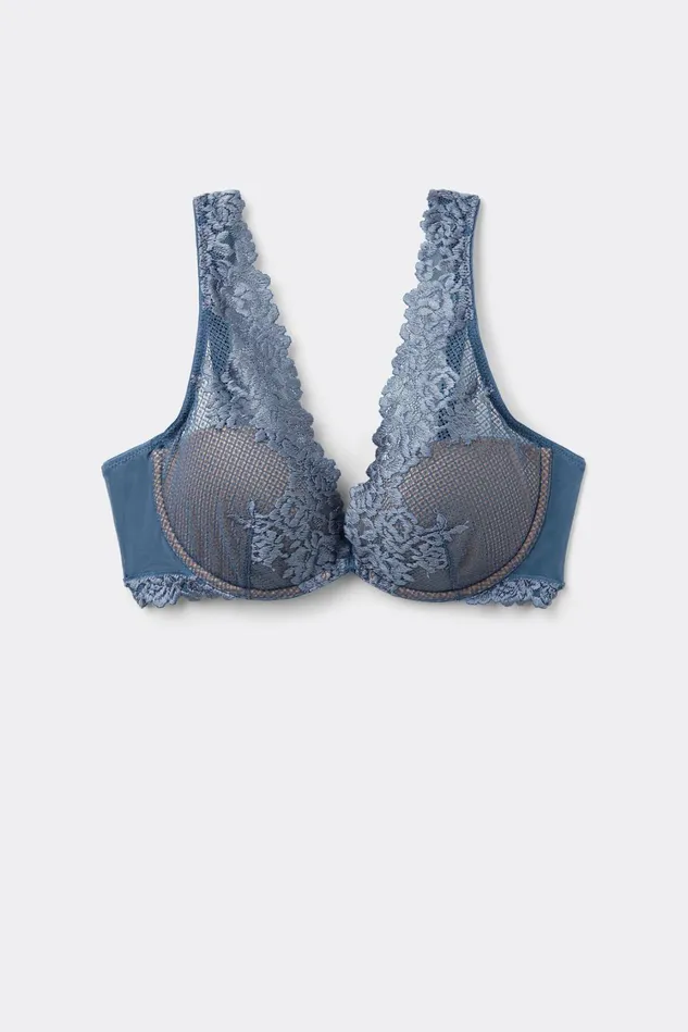 Intimissimi Underwire Women Pretty Flowers Elena Balconette Bra Blue 658j 8211 Lapis Blue