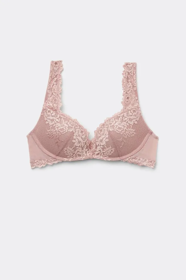 Intimissimi Wireless Women Pretty Flowers Gioia Super PushUp Bra Pink 011i 8211 Elegant Pink