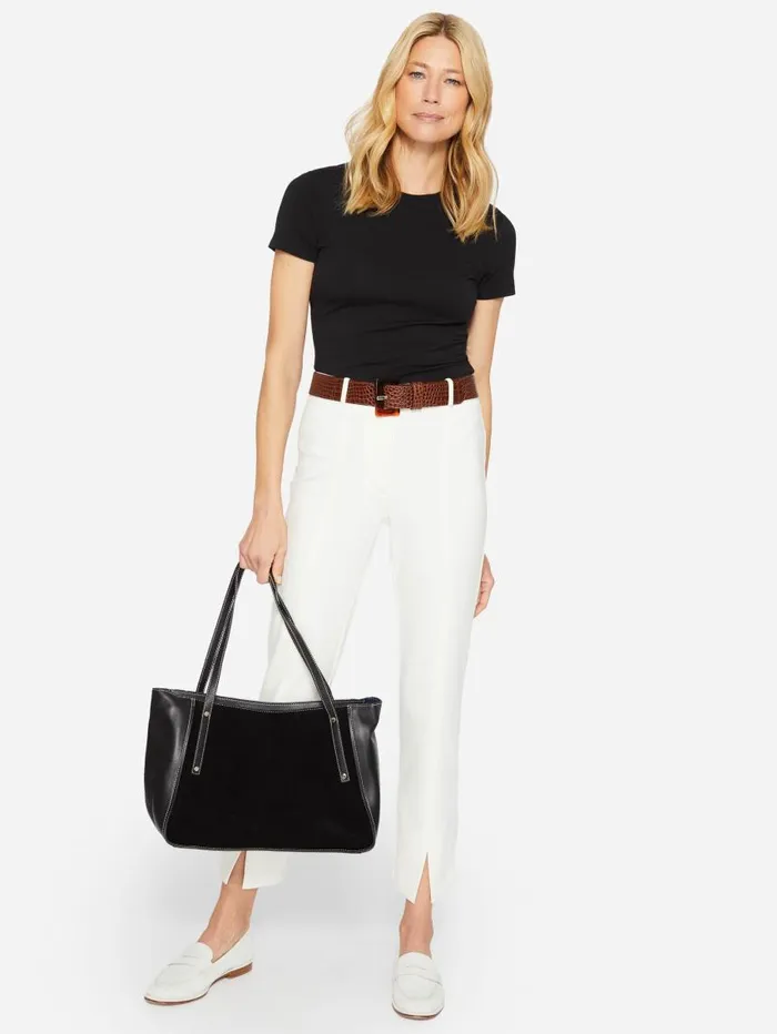 JMcLaughlin Allie Cap Sleeve Tee Black Women Shirts and Tops