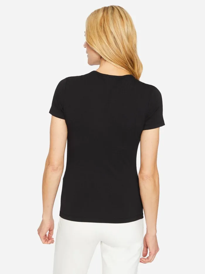 JMcLaughlin Allie Cap Sleeve Tee Black Women Shirts and Tops