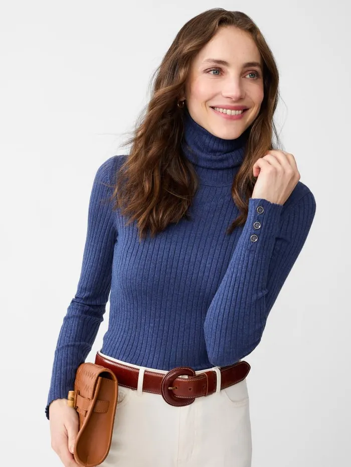 JMcLaughlin Arlette Turtleneck Denim Women Sweaters JMcLaughlin Arlette Turtleneck Denim Women Sweaters