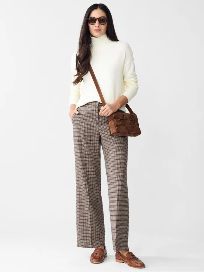JMcLaughlin Broderick Pants In Houndstooth Light Tanbrowndenim Women Pants