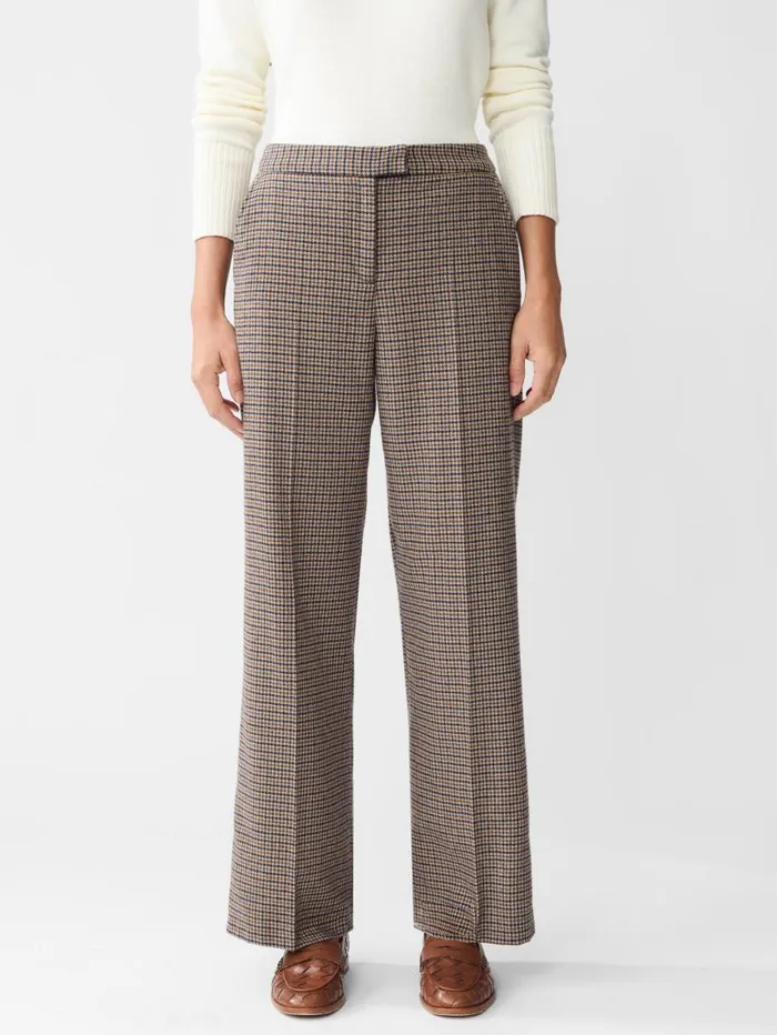 JMcLaughlin Broderick Pants In Houndstooth Light Tanbrowndenim Women Pants JMcLaughlin Broderick Pants In Houndstooth Light Tanbrowndenim Women Pants