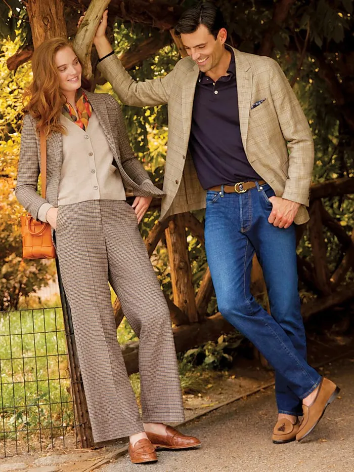 JMcLaughlin Broderick Pants In Houndstooth Light Tanbrowndenim Women Pants JMcLaughlin Broderick Pants In Houndstooth Light Tanbrowndenim Women Pants