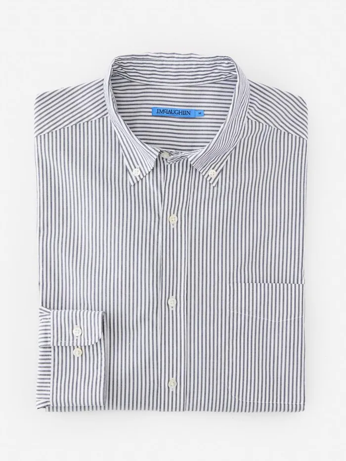 JMcLaughlin Collis Classic Fit Shirt In Stripe Navywhite Men Shirts