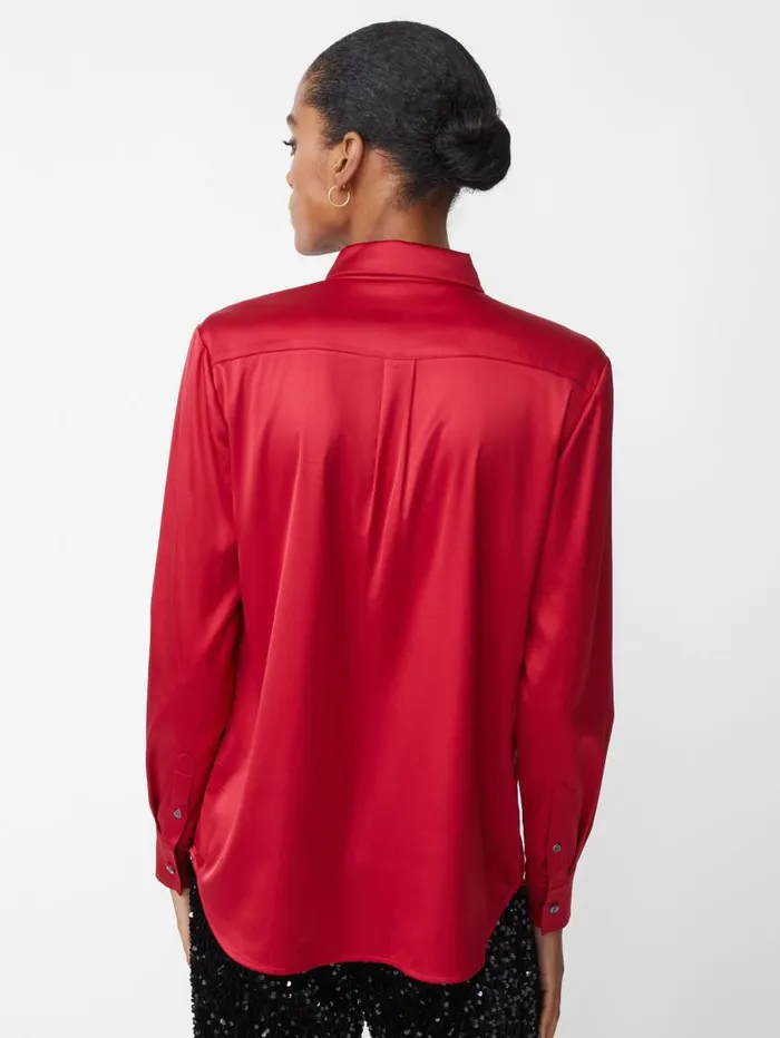 JMcLaughlin Denver Satin Shirt Fete Red Women Shirts and Tops JMcLaughlin Denver Satin Shirt Fete Red Women Shirts and Tops