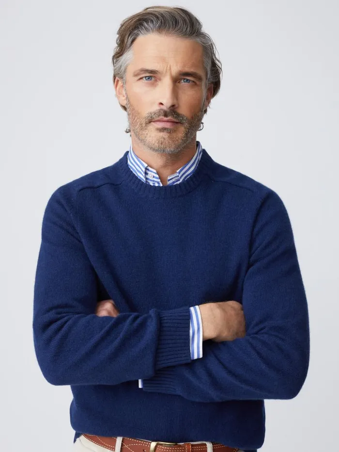 JMcLaughlin Gordon Cashmere Sweater Classic Navy Men Sweaters