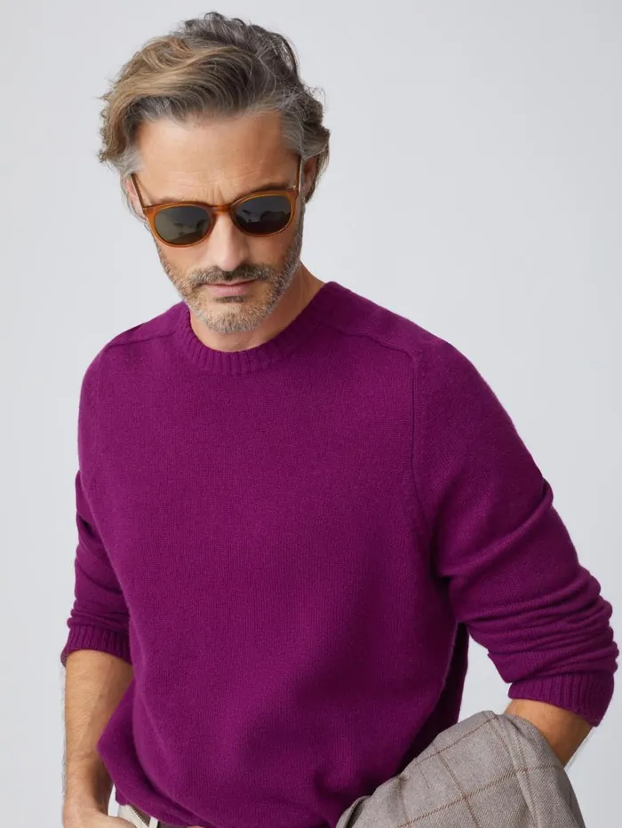 JMcLaughlin Gordon Cashmere Sweater Plum Men Sweaters