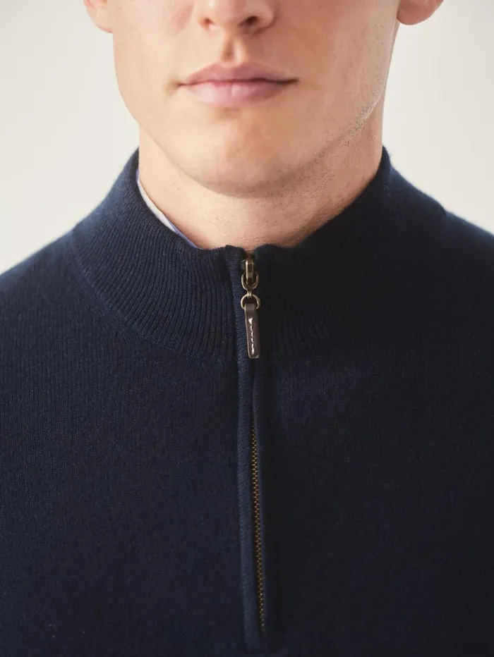 JMcLaughlin Henry Cashmere 14 Zip Dark Navy Men Sweaters