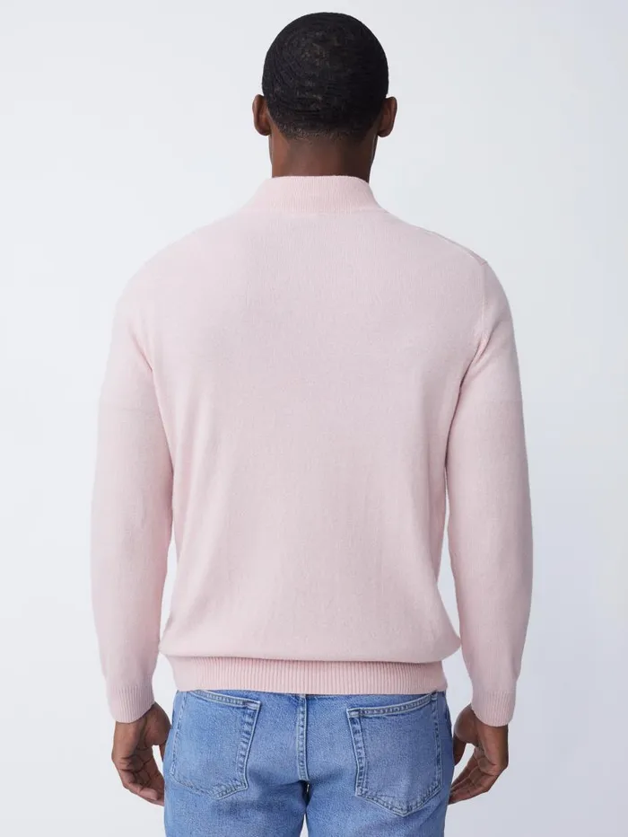 JMcLaughlin Henry Cashmere 14 Zip Heather Pink Men Sweaters JMcLaughlin Henry Cashmere 14 Zip Heather Pink Men Sweaters