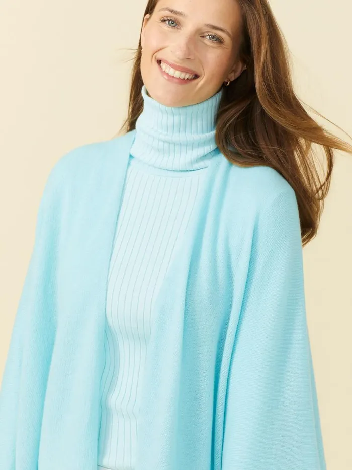 JMcLaughlin Julia Cashmere Wrap Aqua Women Jackets and Outerwear