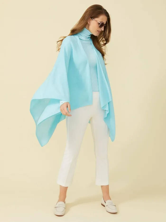 JMcLaughlin Julia Cashmere Wrap Aqua Women Jackets and Outerwear