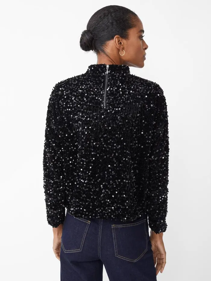 JMcLaughlin Leeza Sequin Top Black Women Shirts and Tops JMcLaughlin Leeza Sequin Top Black Women Shirts and Tops