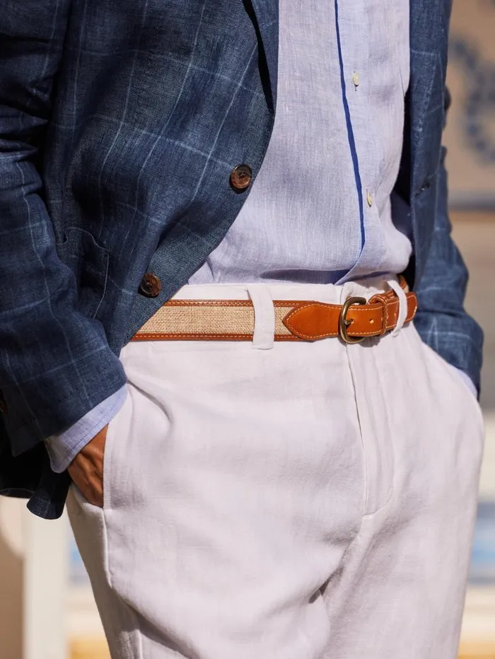 JMcLaughlin Leopold Linen Belt Natural Men Belts JMcLaughlin Leopold Linen Belt Natural Men Belts