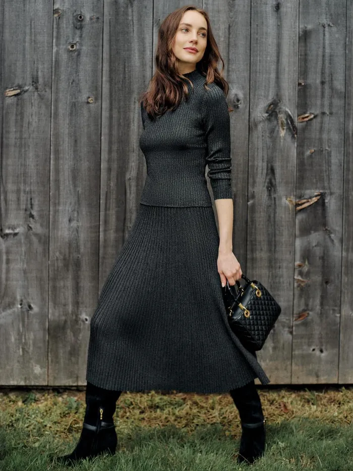 JMcLaughlin Maeve Metallic Sweater Blackmetallic Women Suits and Sets