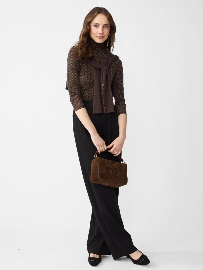 JMcLaughlin Nadia Turtleneck In Cypruss Point Geo Blackbrown Women Shirts and Tops