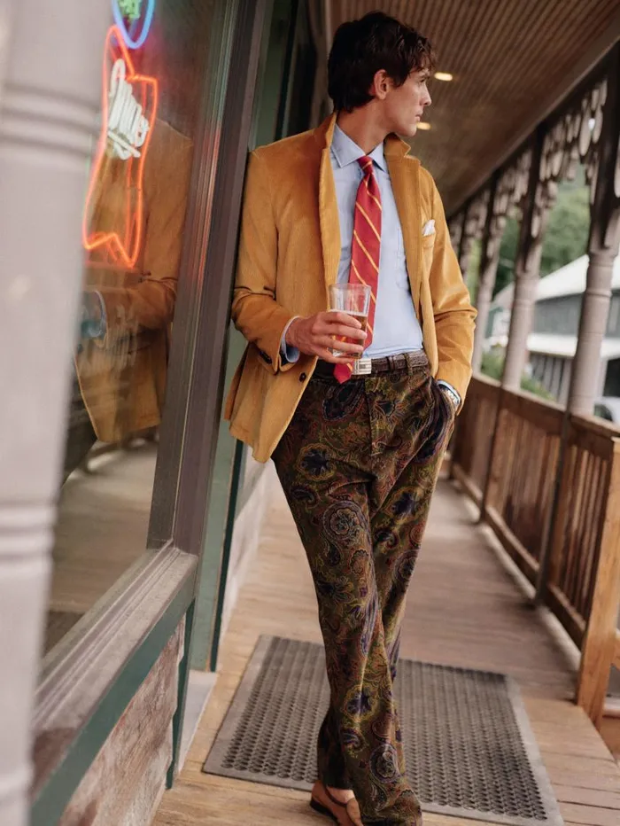 JMcLaughlin Oxford Pants In Paisley Redgreenyellow Men Pants JMcLaughlin Oxford Pants In Paisley Redgreenyellow Men Pants