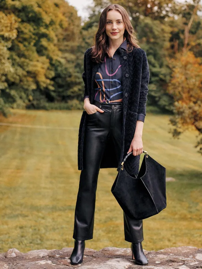 JMcLaughlin Sanne Suede Top Handle Black WomenMen Totes