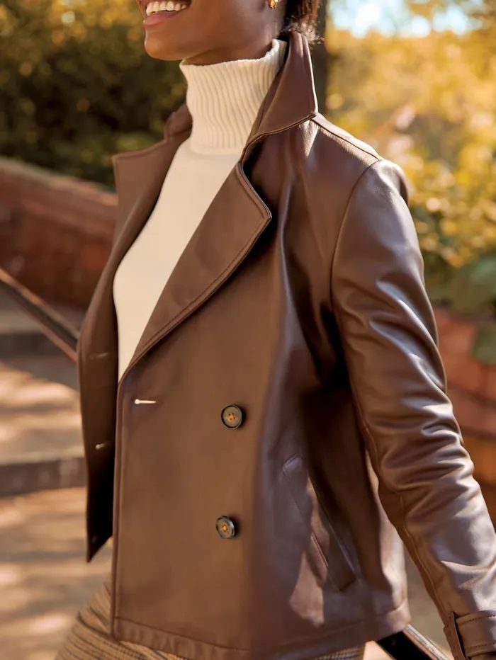 JMcLaughlin Saskia Leather Jacket Chocolate Women Jackets and Outerwear