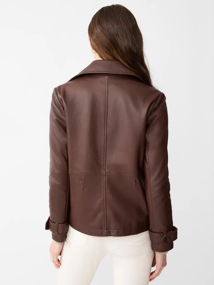 JMcLaughlin Saskia Leather Jacket Chocolate Women Jackets and Outerwear JMcLaughlin Saskia Leather Jacket Chocolate Women Jackets and Outerwear