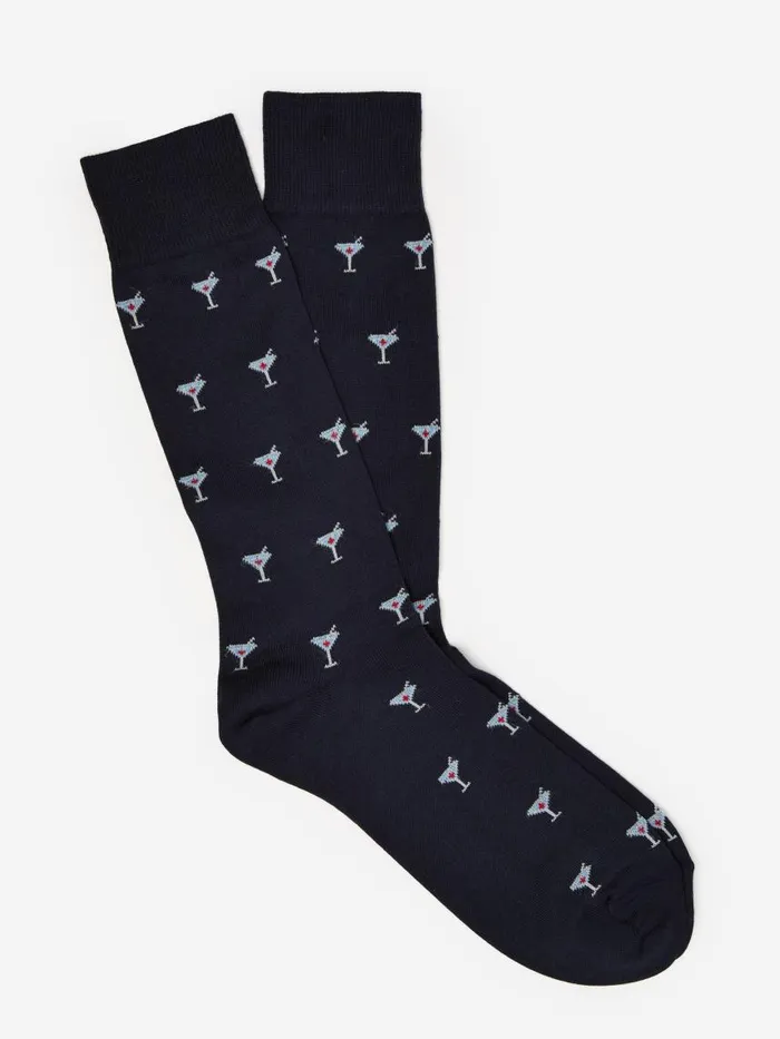 JMcLaughlin Socks In Martini Navylight Silver Men Socks