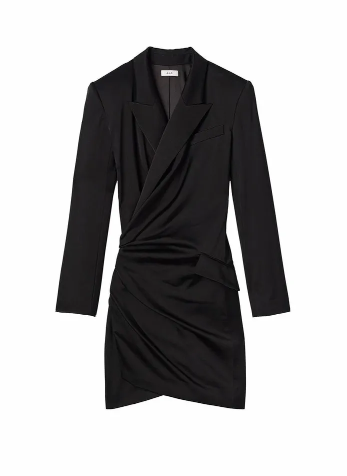 Jackets and Coats Women ALC Indigo Satin Blazer Dress Black Jackets and Coats Women ALC Indigo Satin Blazer Dress Black