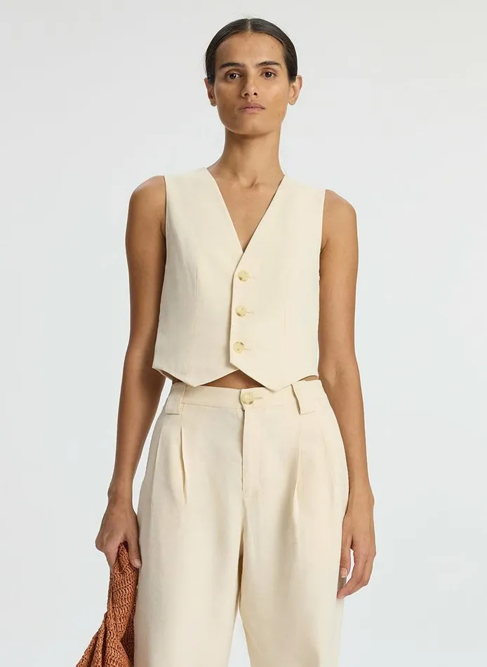 Jackets and Coats Women ALC Maxwell Stretch Linen Vest Bone