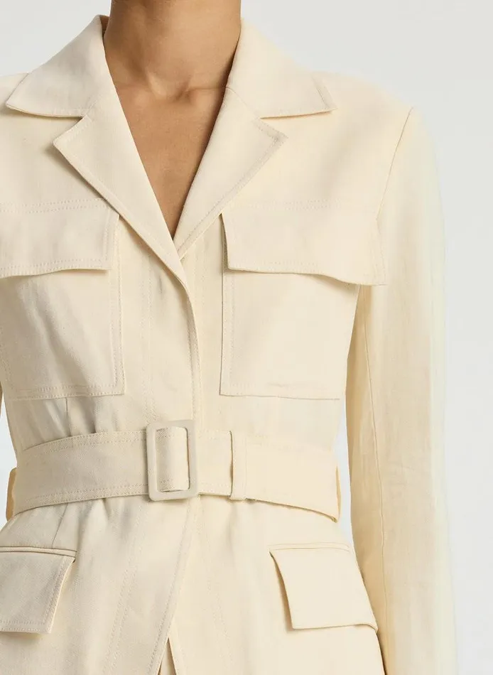 Jackets and Coats Women ALC Savannah Stretch Linen Jacket Bone Jackets and Coats Women ALC Savannah Stretch Linen Jacket Bone