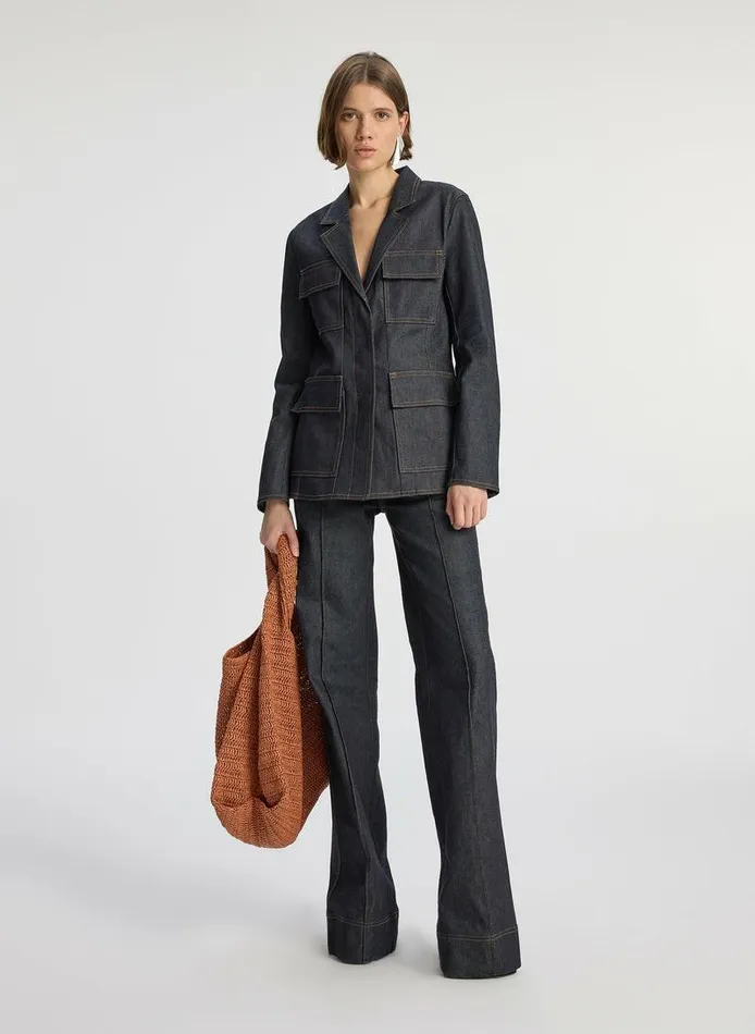 Jackets and Coats Women ALC Stevie Raw Denim Jacket Raw Denim