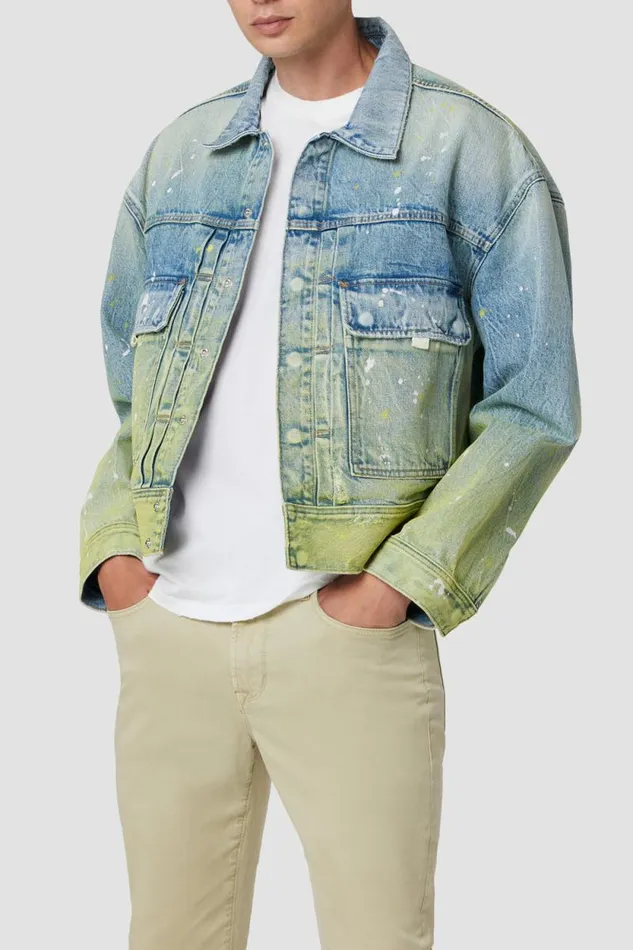 Jackets and Outerwear Men Hudson Jeans Boxy Trucker Jacket Gradient Lime
