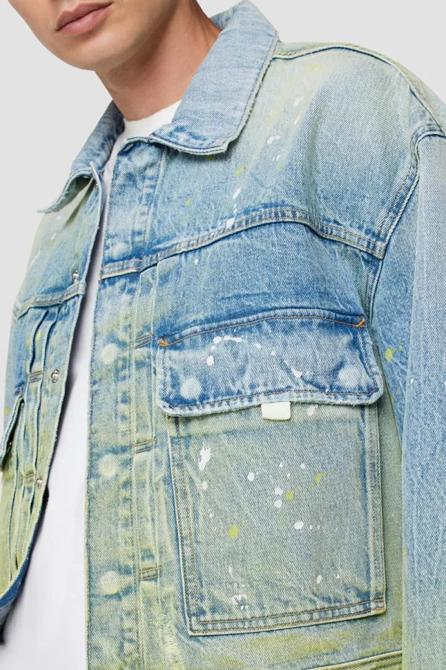 Jackets and Outerwear Men Hudson Jeans Boxy Trucker Jacket Gradient Lime Jackets and Outerwear Men Hudson Jeans Boxy Trucker Jacket Gradient Lime