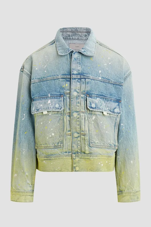Jackets and Outerwear Men Hudson Jeans Boxy Trucker Jacket Gradient Lime Jackets and Outerwear Men Hudson Jeans Boxy Trucker Jacket Gradient Lime