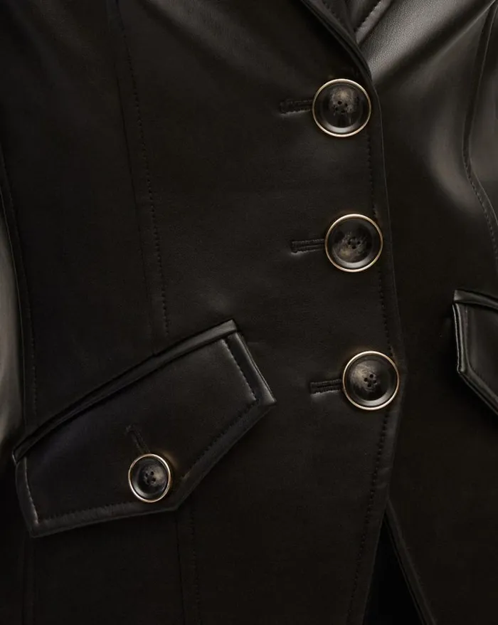 Jackets and Outerwear ShopJackets Veronica Beard Anoki Vegan Leather Dickey Jacket Black