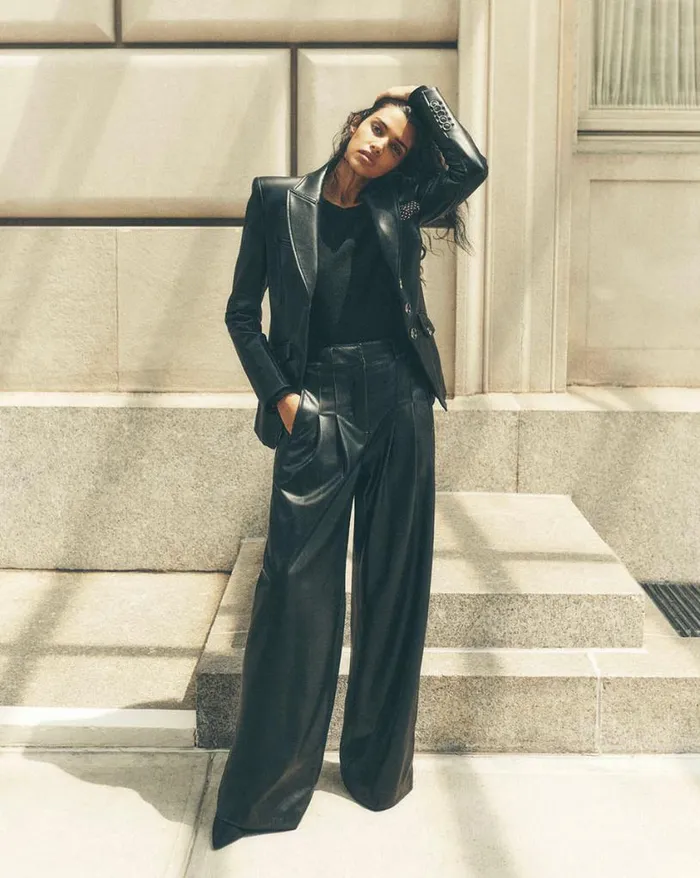 Jackets and Outerwear ShopJackets Veronica Beard Anoki Vegan Leather Dickey Jacket Black