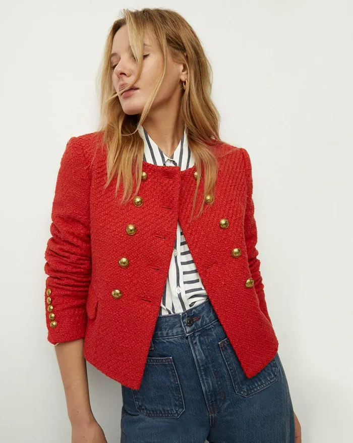 Jackets and Outerwear Shop Veronica Beard Bentley Tweed Jacket Nantucket Red
