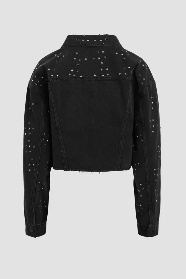 Jackets and Outerwear Women Hudson Jeans Micro Cropped Jacket Black Glitter