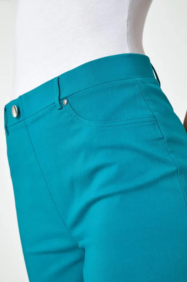 Jade Elastic Waist Turn Up Stretch Shorts Women Roman Trousers