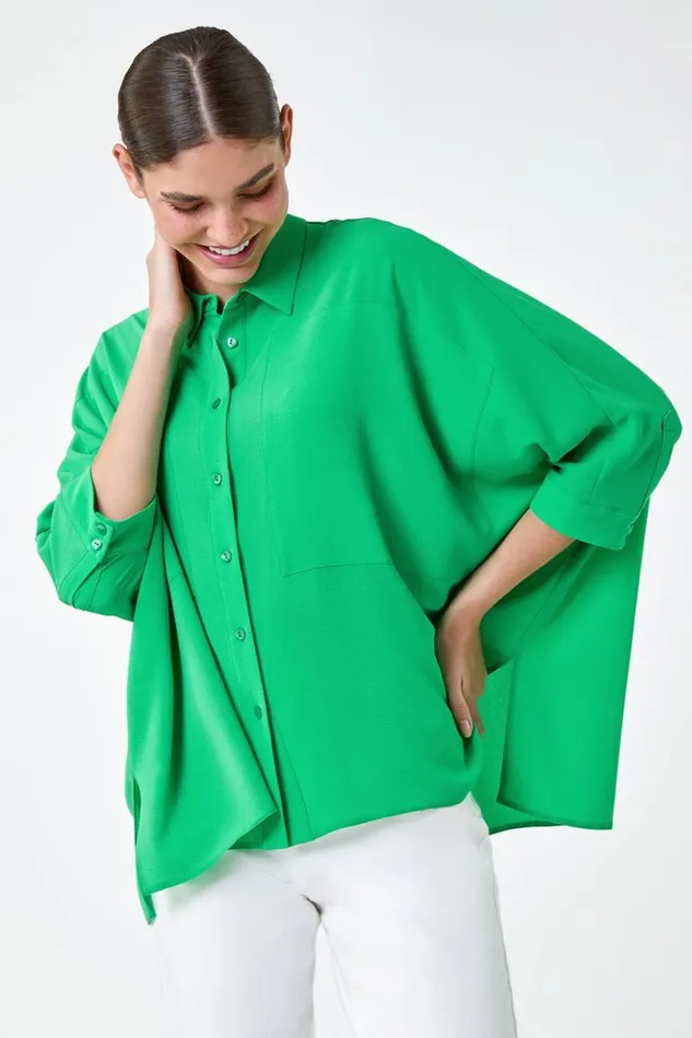 Jade Relaxed Smart Stretch Shirt Women Roman Tops